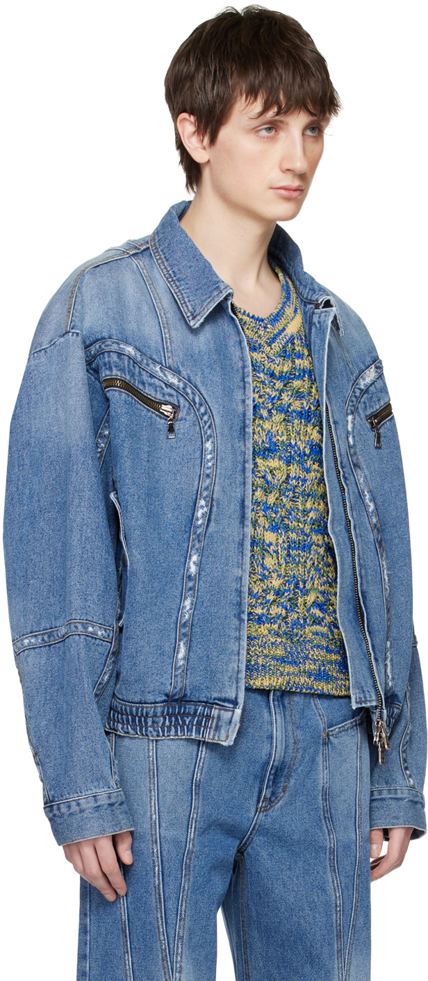 Andersson Bell Blue Zip Denim Jacket | Smart Closet