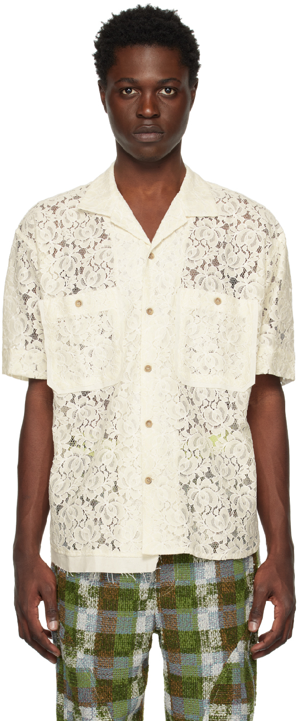 Shop Andersson Bell Off-white Asymmetric Shirt In Ecru White