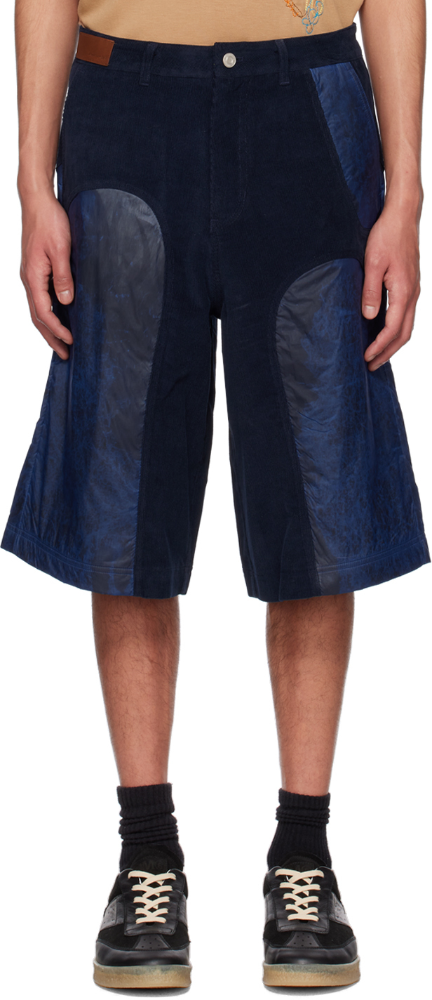 Andersson Bell Navy Paneled Shorts In Blue
