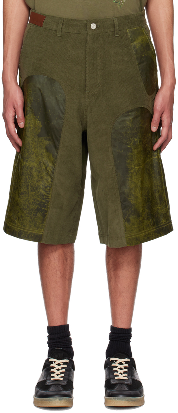 Andersson Bell Contrasting-panel Bermuda Shorts In Green