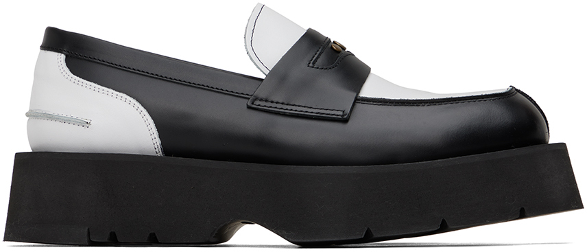 Andersson Bell Black & White Broeils 23 Penny Loafers In Black/white Blakwh
