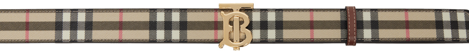 Burberry Biege & Brown Check Reversible Belt
