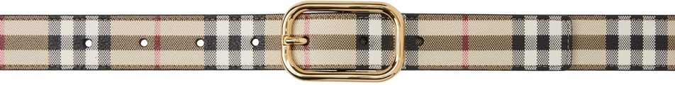 Burberry Checked Pattern Buckle Belt In Vintagecheckgold