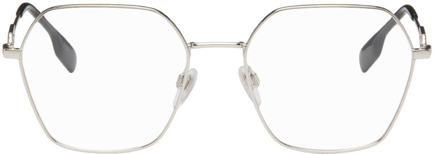 Burberry Silver Hexagonal Glasses In 1005 Silver