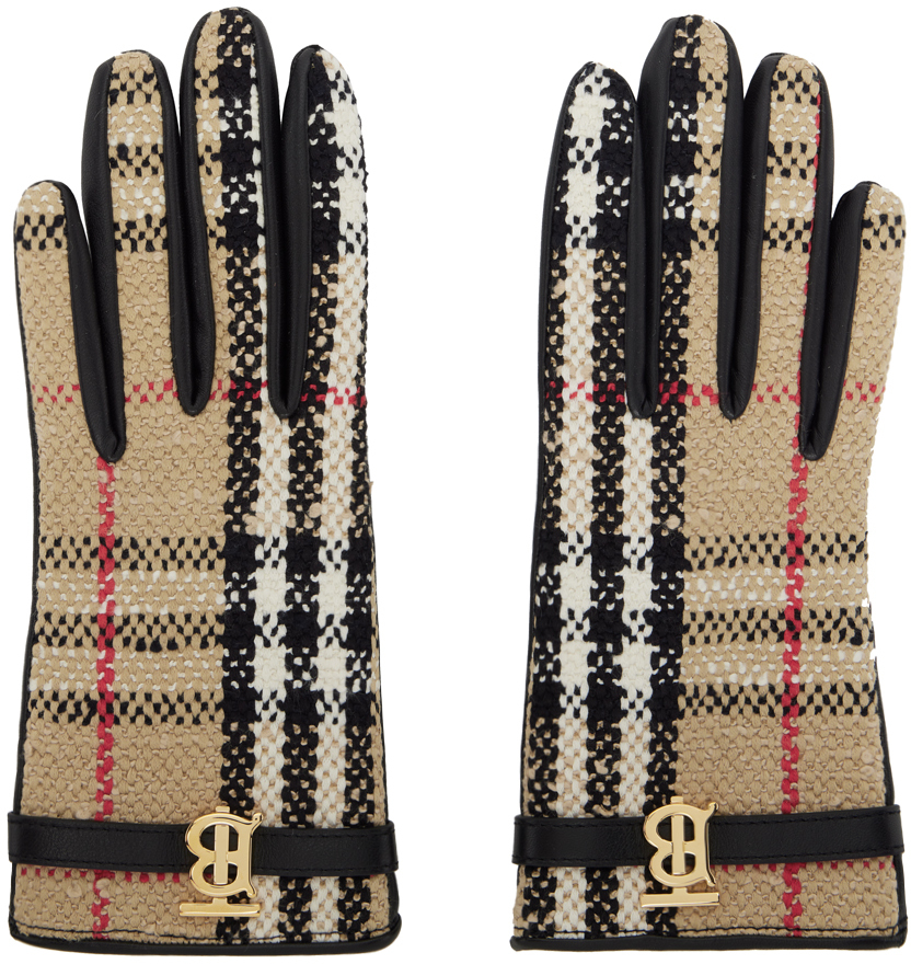 Burberry Black & Beige Vintage Check Gloves