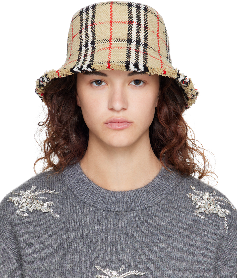 Vintage Check Cotton Bucket Hat in Beige - Burberry