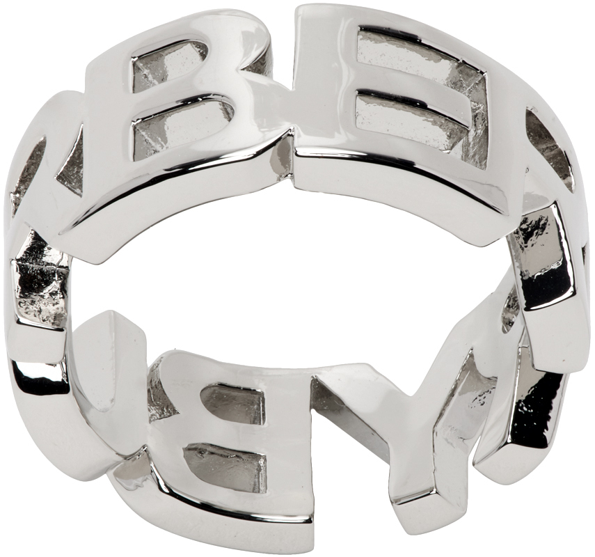 Burberry Palladium-plated Logo Ring