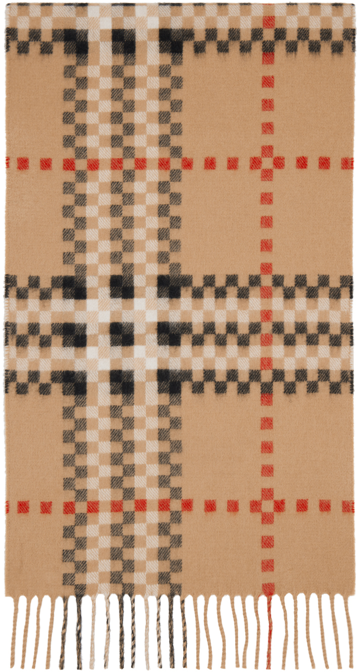 Burberry Beige Pixel Check Scarf