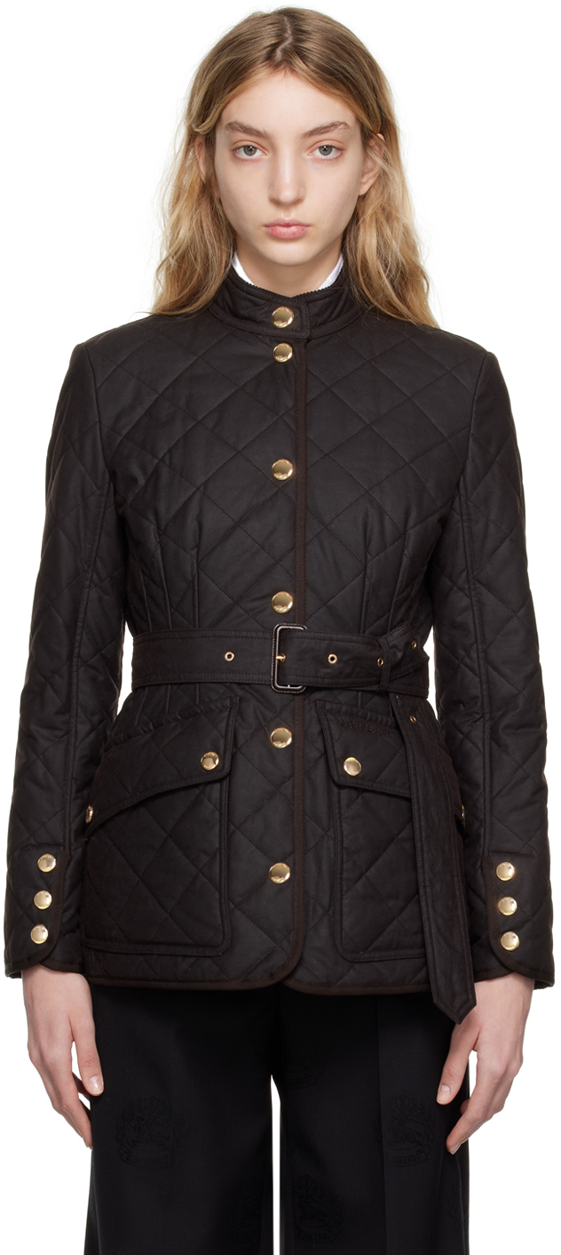 Burberry: Brown Quilted Jacket | SSENSE
