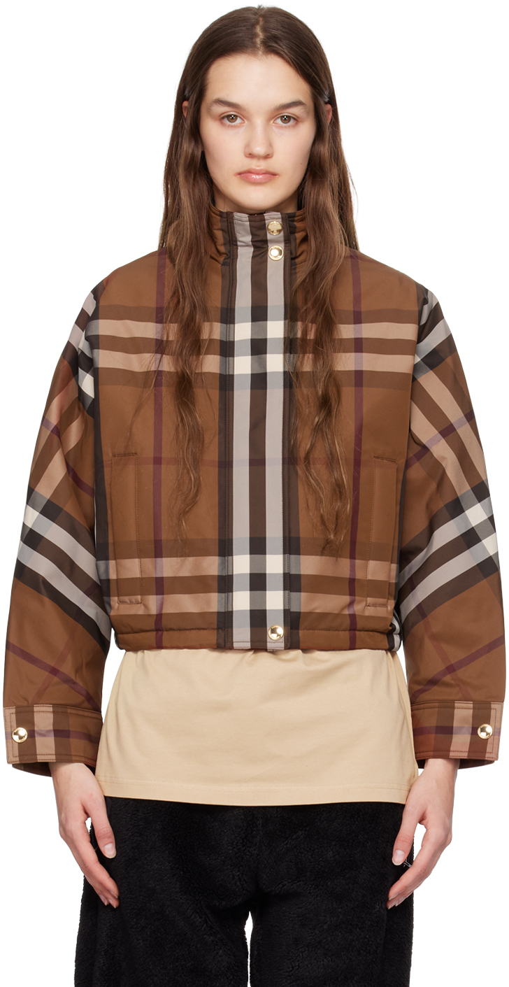Burberry: Brown Ayton Check Jacket | SSENSE UK
