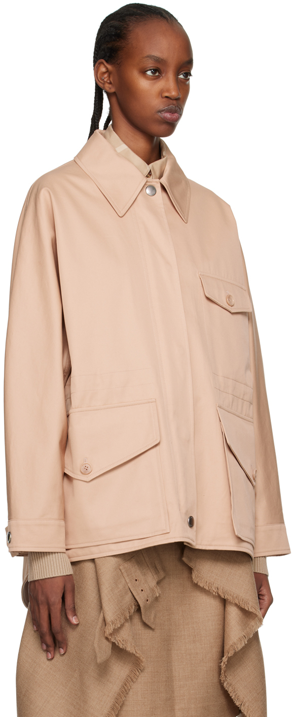 Burberry Cotton Gabardine Oversized Field Jacket In Pale Nude