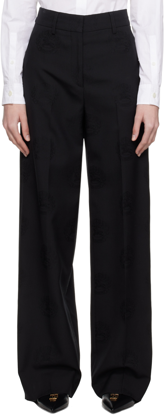 Burberry Black Ekd Trousers In Black Ip Pattern
