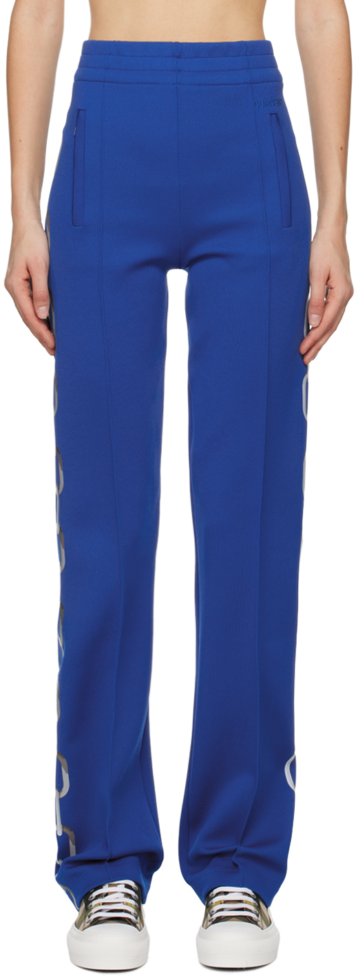 Burberry Blue Chain Print Lounge Trousers In True Cobalt