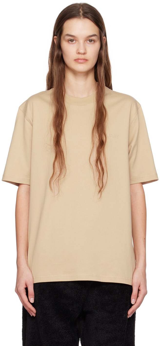 Burberry Brown Cotton T-shirt In Soft Fawn