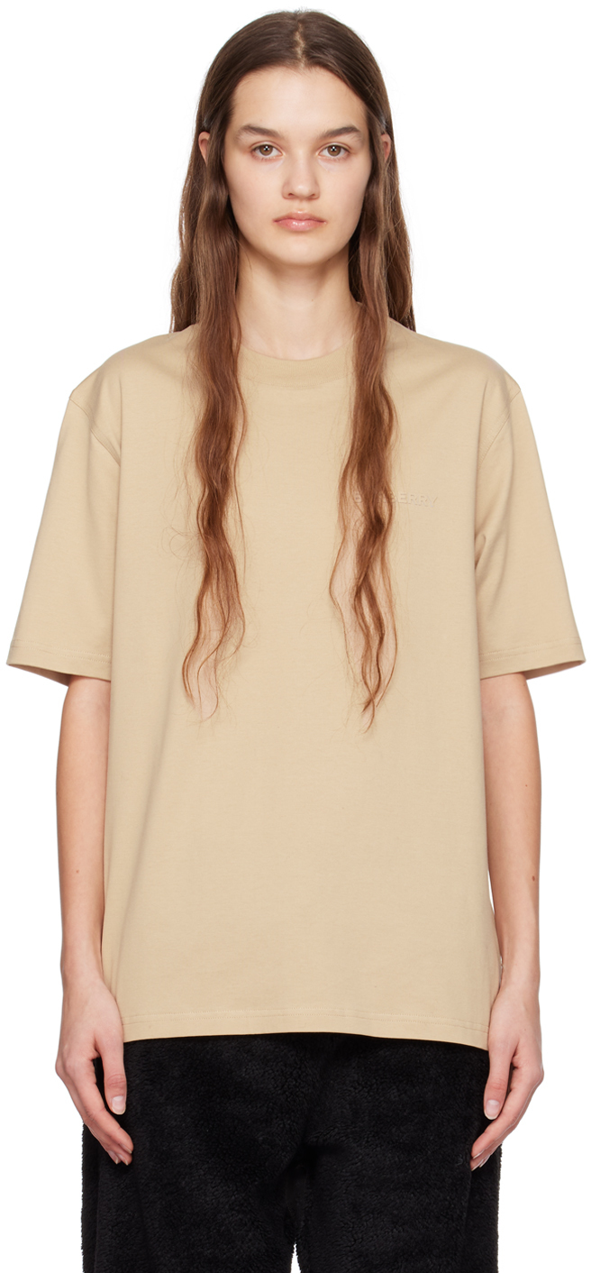 Brown Cotton T-Shirt by Burberry on Sale