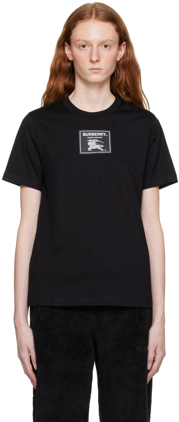 Burberry Margot Ekd Label Cotton Jersey T-shirt In Black