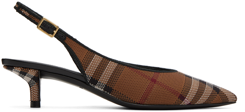 Burberry 40mm Ally Summer Knit Slingback Pumps In Brown