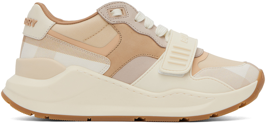 Burberry Check Panelled-detail Sneakers In Nude