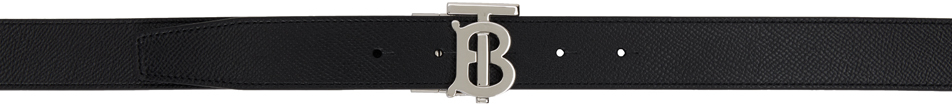Shop Burberry Black Leather Belt In Black/navy