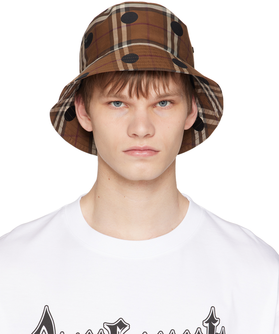 Burberry: Brown Polka Dot Check Button Hat | SSENSE UK