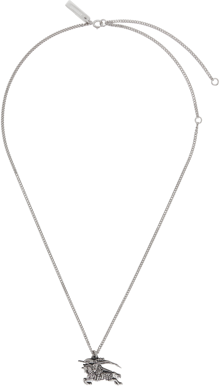 Burberry Silver Ekd Necklace In A1504 Vintage Steel | ModeSens