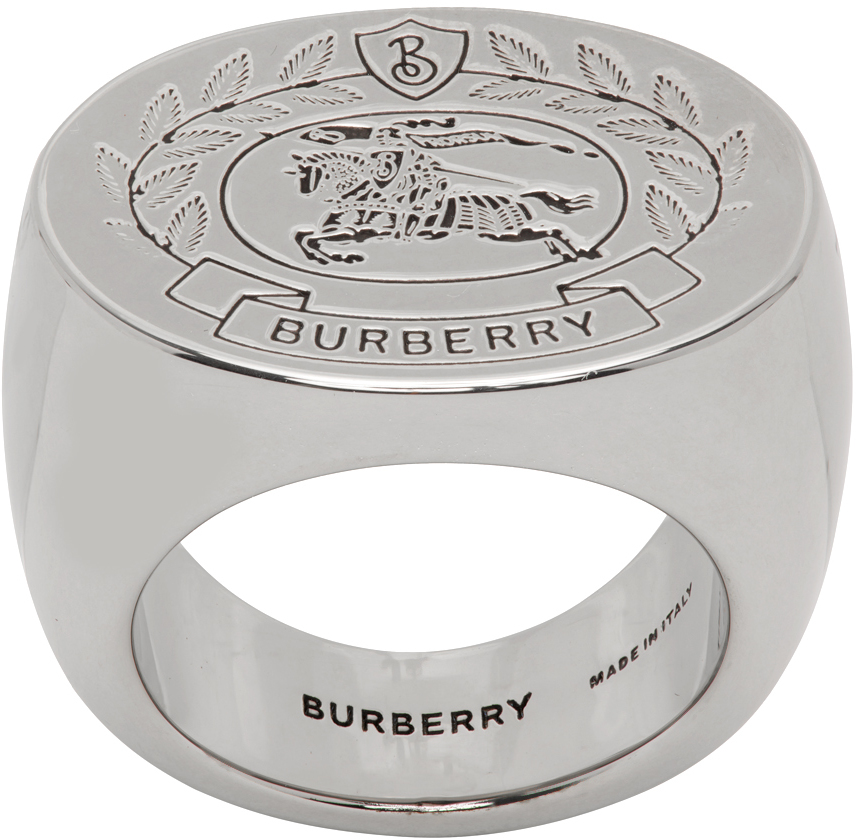 Burberry Silver Ekd Ring In A1504 Vintage Steel