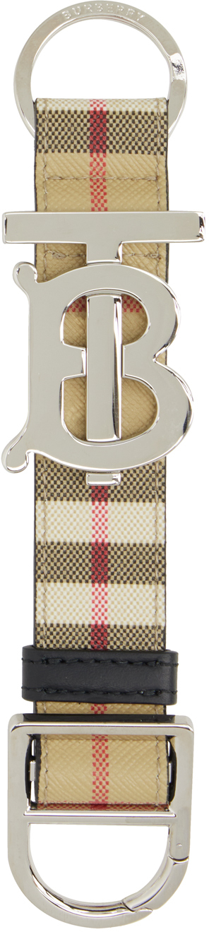 Burberry Monogram Motif Vintage Check Key Ring In Archive Beige