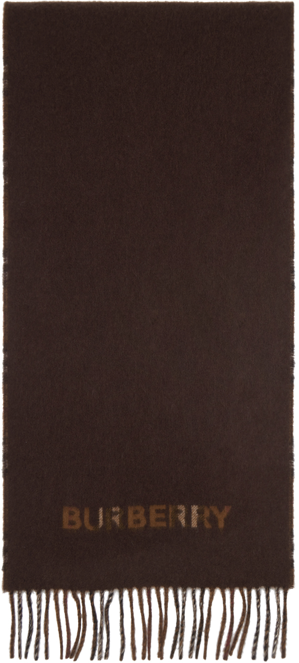 Burberry Reversible Vintage Check Cashmere Scarf In Dark Birch Brown/dark Umber