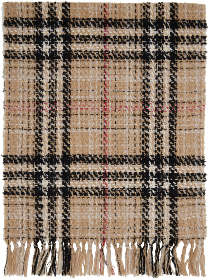 Burberry Beige Check Scarf In Archive Beige