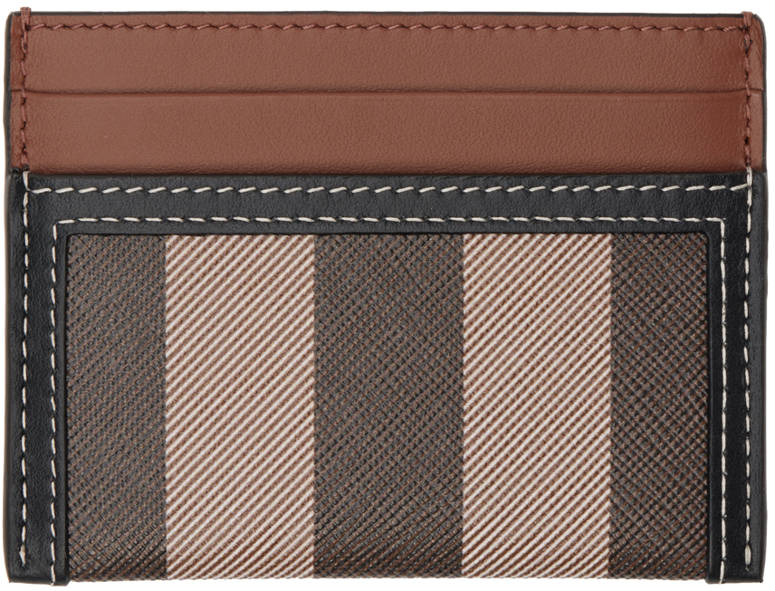 Burberry Brown Check & Two-tone Card Holder In Dark Birch Brown