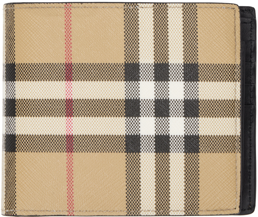 Burberry Beige Vintage Check Bifold Wallet In A7026 Archive Beige
