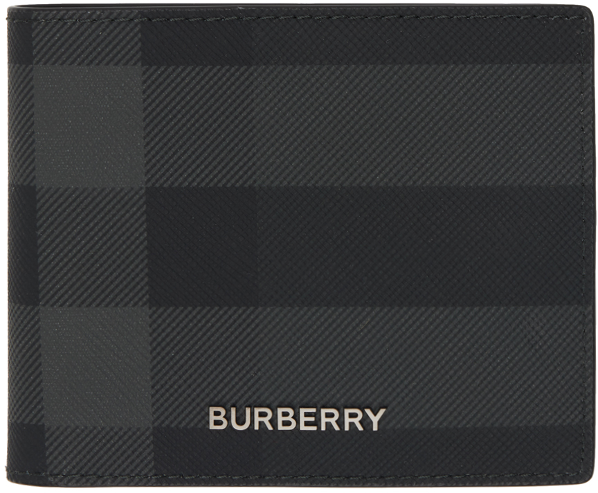 Burberry Gray Check Bifold Wallet