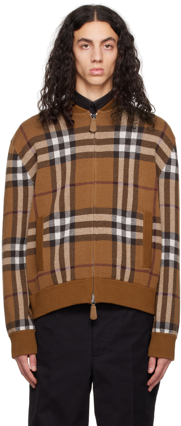 BURBERRY BROWN CHECK BOMBER JACKET