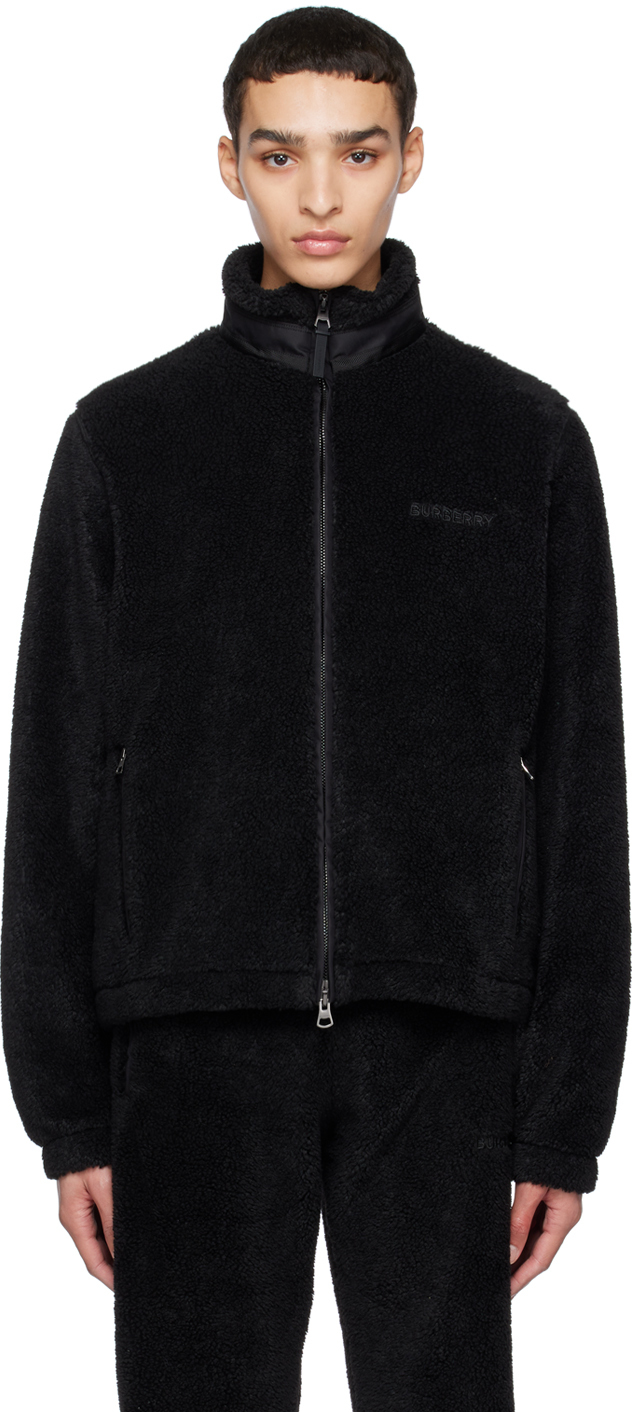 Burberry Dulwich Crest Fleece Jacket In Black