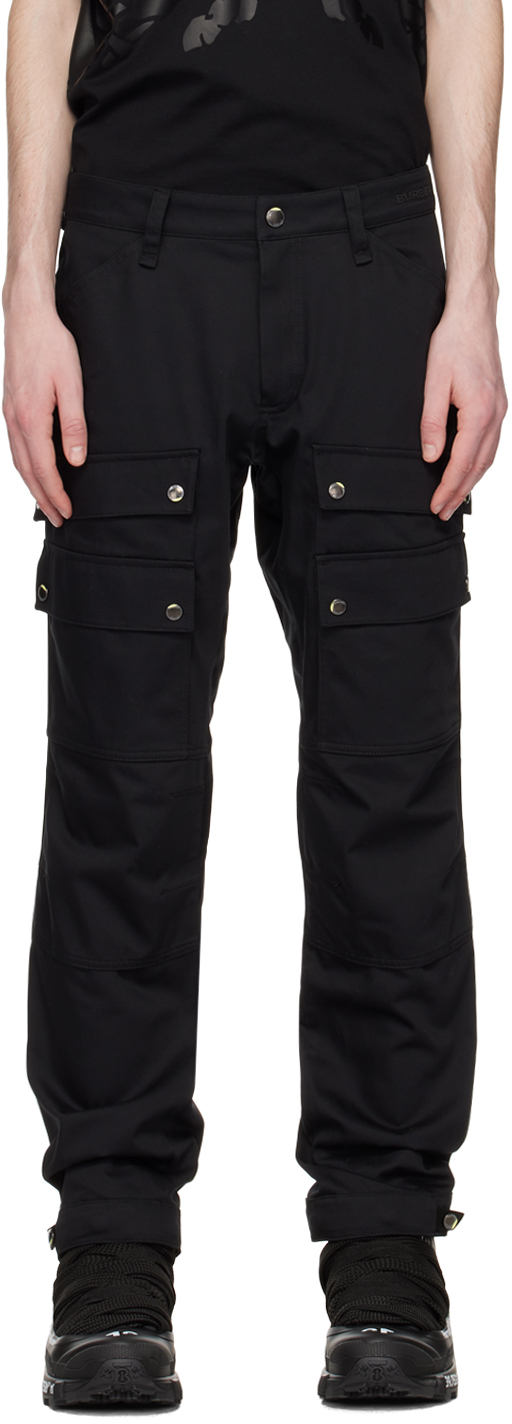 Shop Burberry Black Embroidered Cargo Pants In A1189 Black