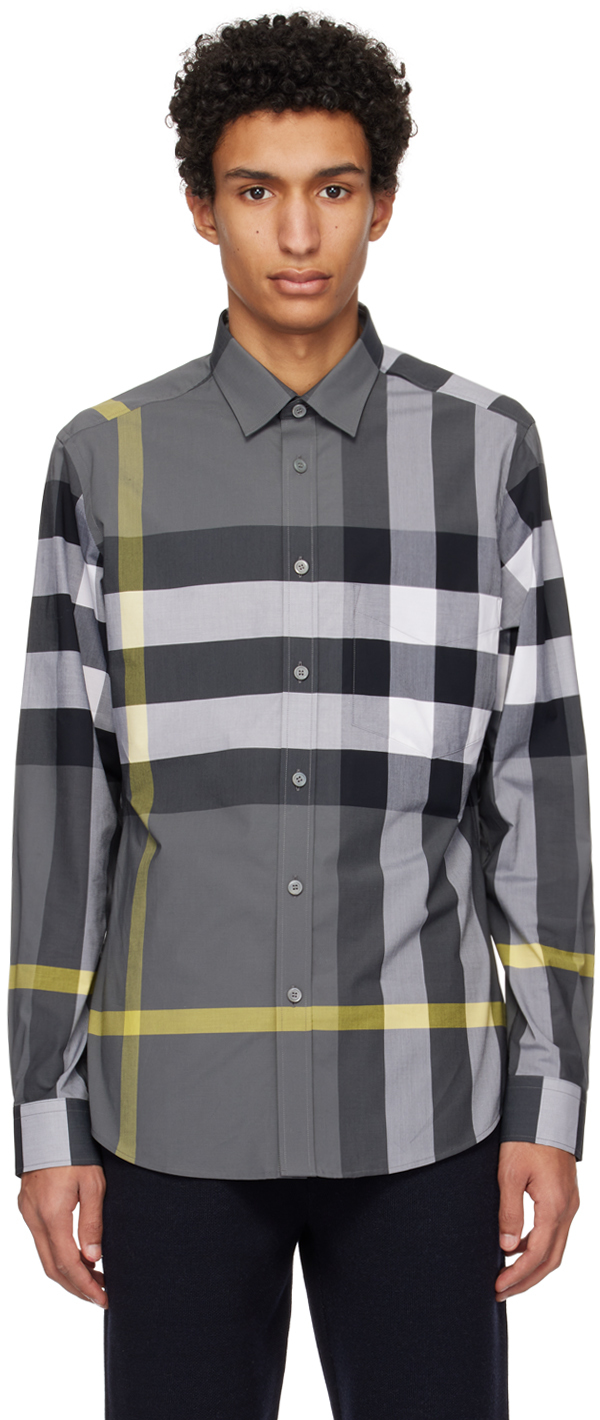 Burberry: Gray Check Shirt | SSENSE