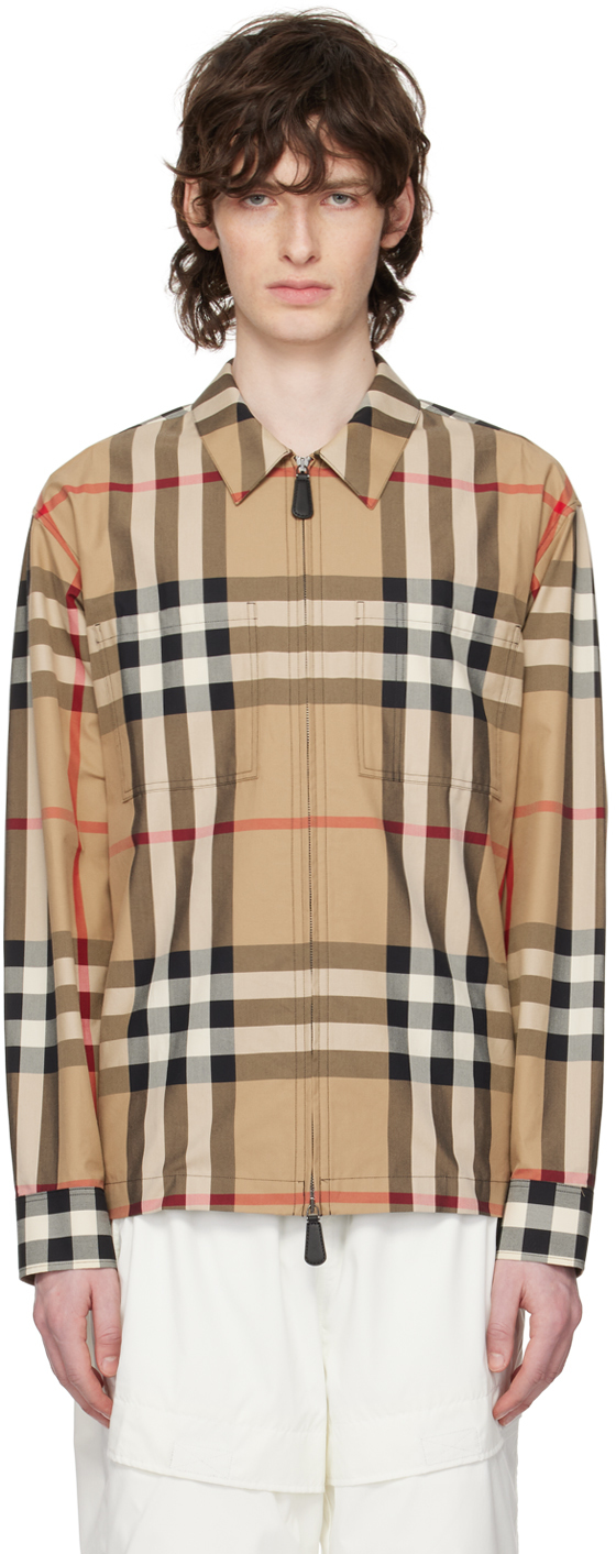 Burberry: Tan Exaggerated Check | SSENSE