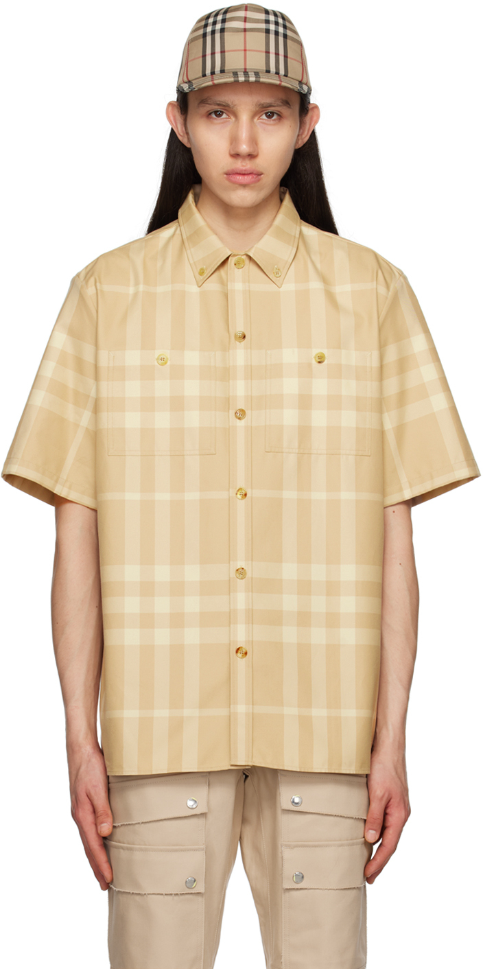 Burberry Beige Check Shirt In Soft Fawn Ip Chck