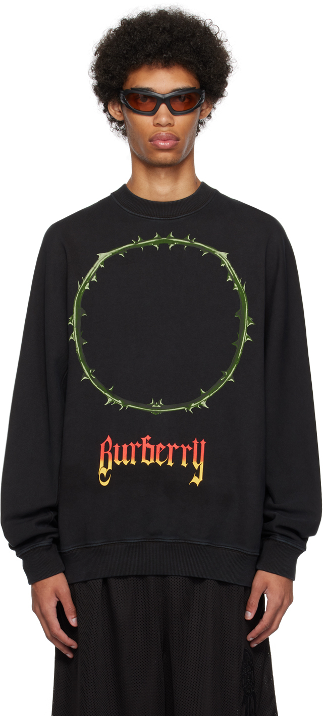 Burberry Logo Printed Crewneck Sweatshirt In Black