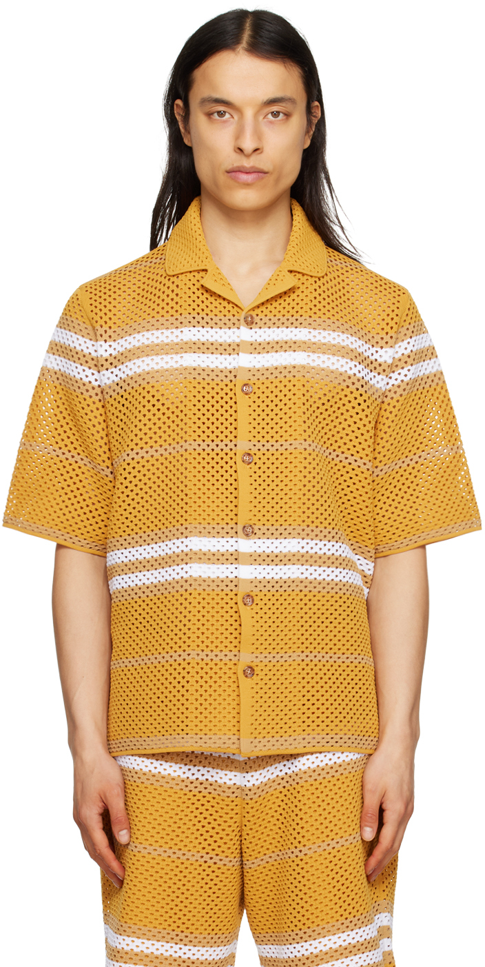 Burberry Yellow Striped Shirt In Marigold