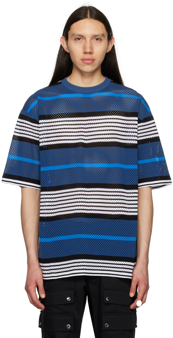 Burberry Blue Striped T-shirt In Rich Navy