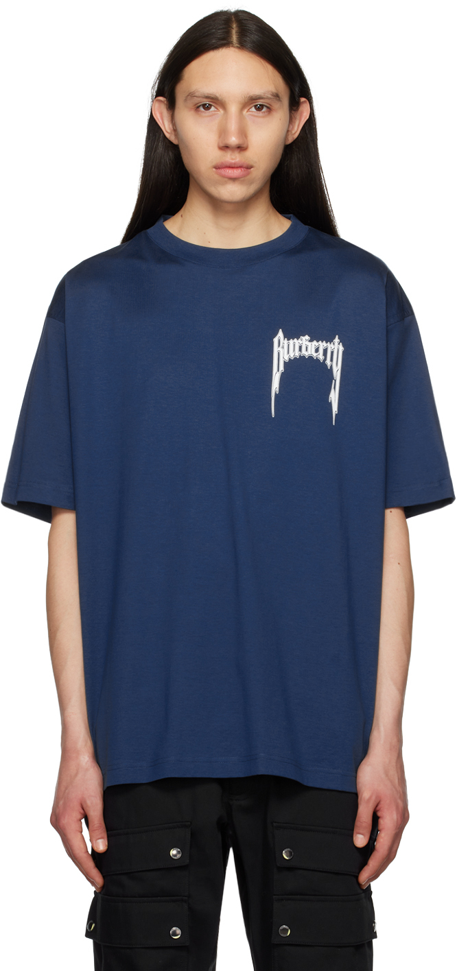 Burberry Blue Printed T-shirt In Rich Navy