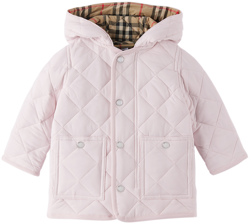 Burberry Baby Pink Quilted Jacket In Alabaster Pink