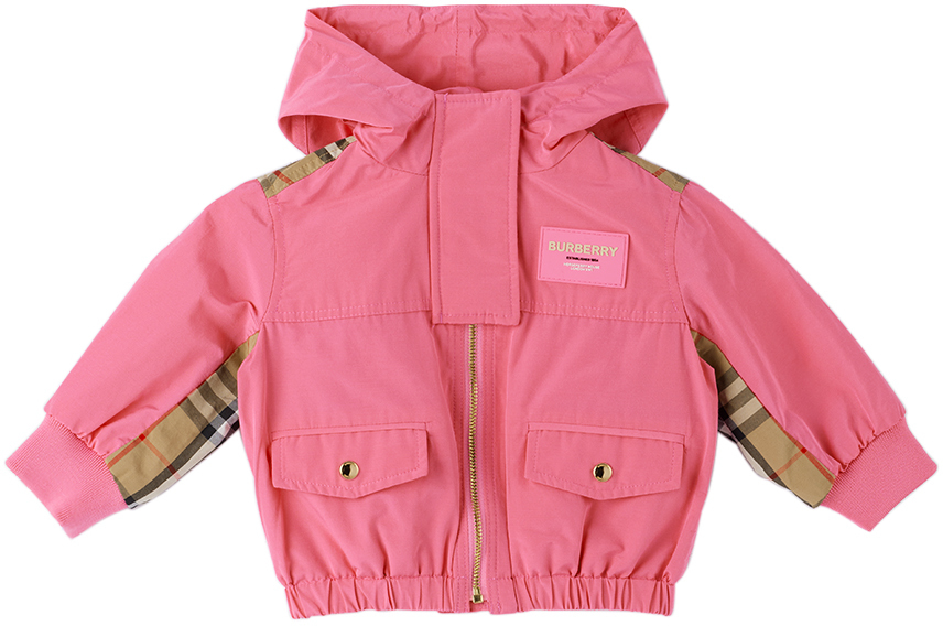 Burberry Kids' Vintage Check-panel Hooded Jacket In Bubblegum Pink