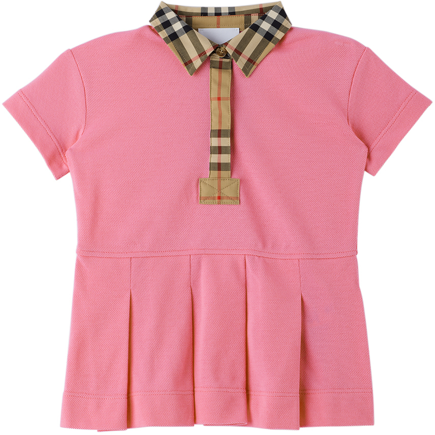 Burberry Vintage Check-trim Polo Shirt Dress In Pink