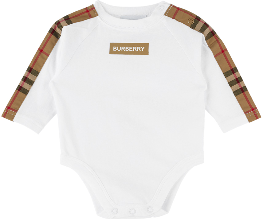 BURBERRY BABY WHITE CHECK BODYSUIT