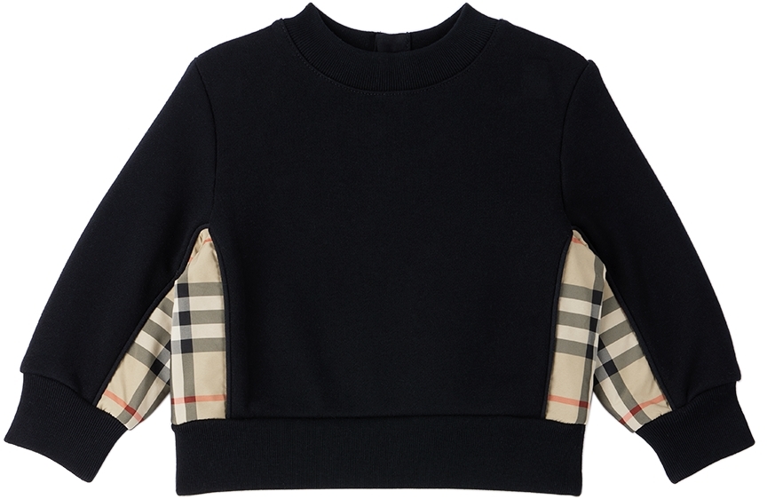 Baby Black Vintage Check Panel Sweatshirt by Burberry on Sale