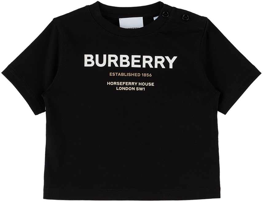 BURBERRY BABY BLACK PRINTED T-SHIRT