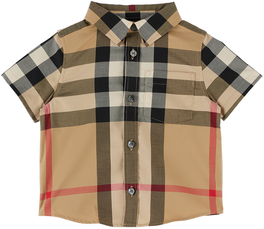 Burberry Kids' Baby Beige Check Shirt In Archive Beige Ip Chk