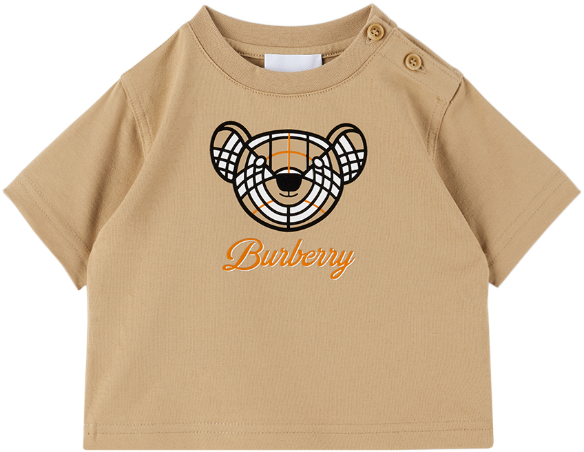 Shop Burberry Baby Beige Thomas Bear T-shirt In Archive Beige